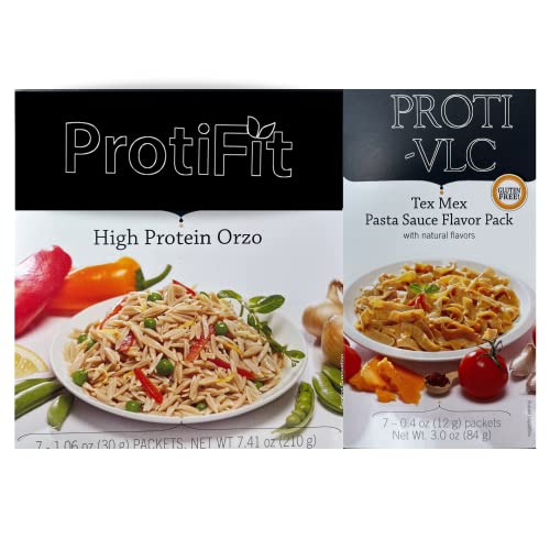 High Protein Orzo Pasta th VLC Pasta Sauce Flavor Pack, 18g Protein