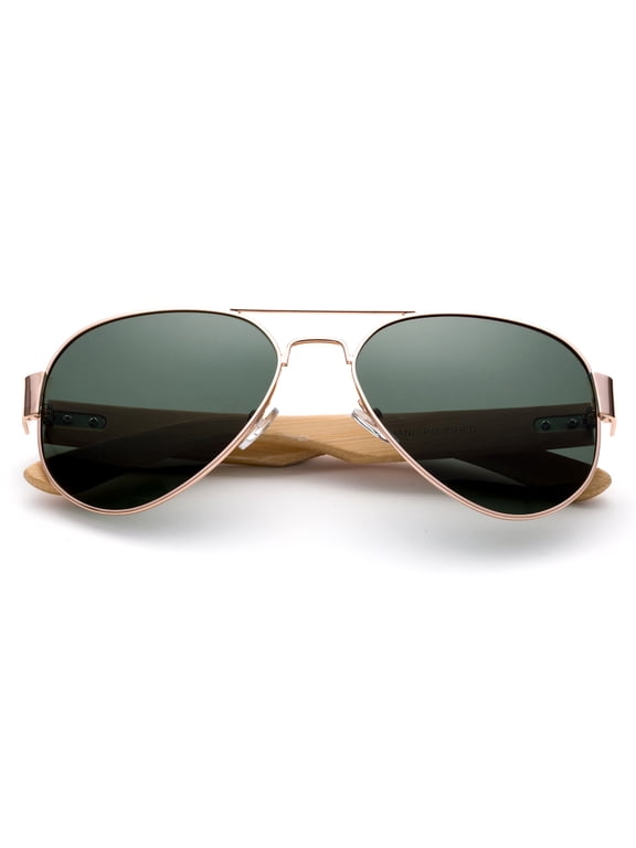 High Qaulity Real Bamboo Arm Aviator Sunglasses Bamboo Sunglasses for Men & Women