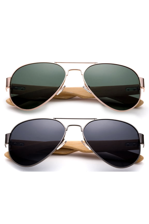 High Qaulity Real Bamboo Arm Aviator Sunglasses Bamboo Sunglasses for Men & Women