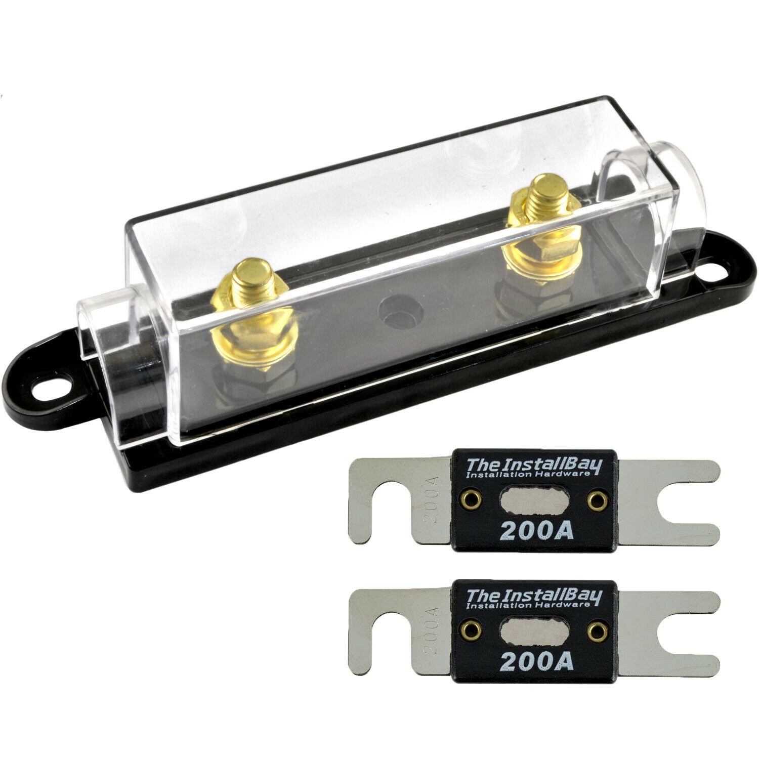 High Quality 1/0/4/8 Gauge ANL Fuse Holder + 2 Pack Nickel 200 Amp 200A Fuse