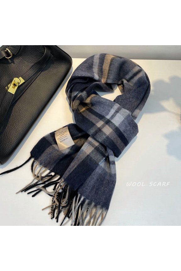 High Quality 100% Wool Scarf Men Winter Autumn Pure Wool Fashion Classic Warm Thick British Versatile Muffler Male Shawl Women