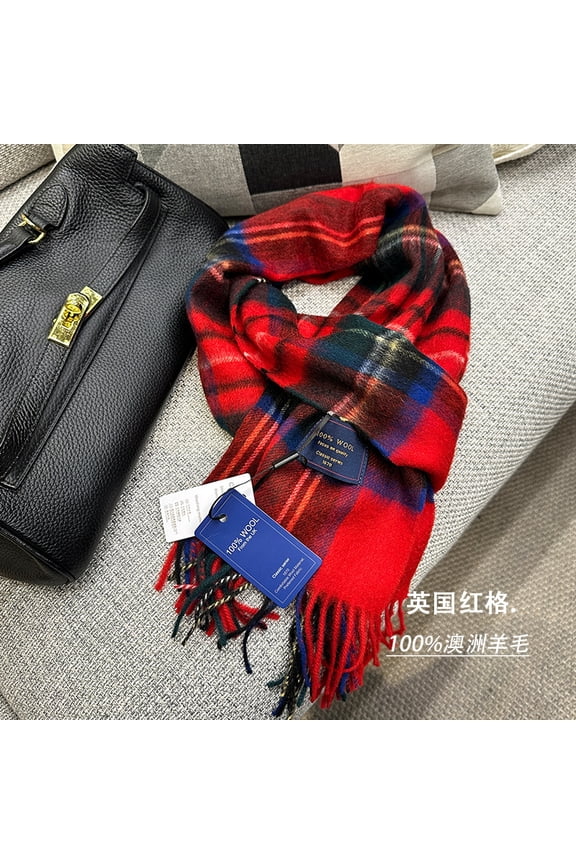 High Quality 100% Wool Scarf Men Winter Autumn Pure Wool Fashion Classic Warm Thick British Versatile Muffler Male Shawl Women