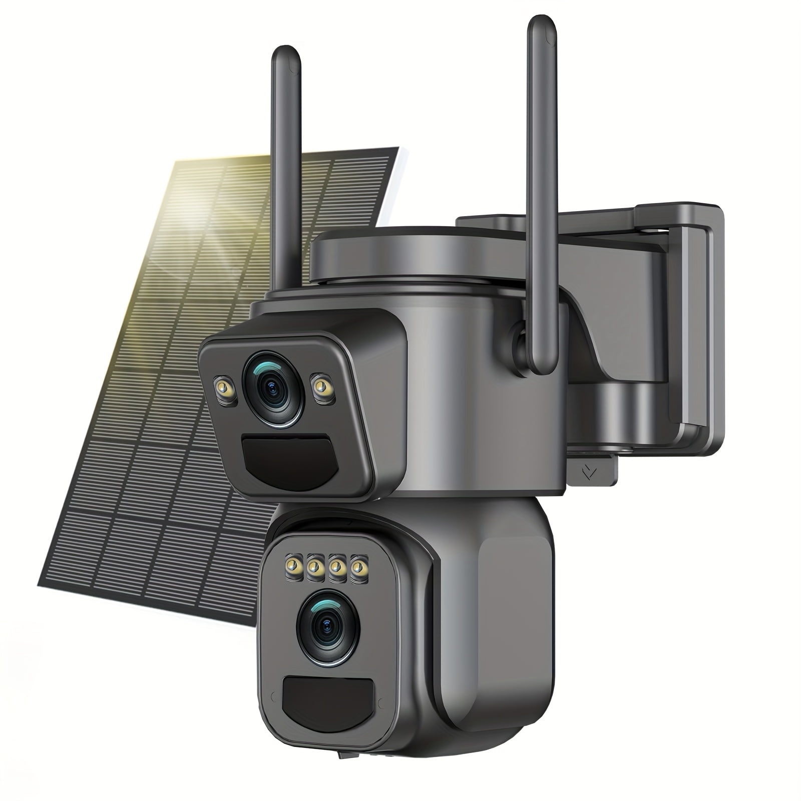 High Quality [10x Zoom] 360-degree Low-power CCTV Solar Panel Battery 2K WiFi Camera with Spotlight Alarm, Motion Detection, Color Night Vision, Two-way Audio