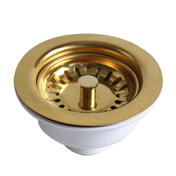 High-Quality 114MM Stainless Steel Sink Dish Drainer Strainer With Gold Plated Kitchen Sink Drainage Waste Kit Brushed