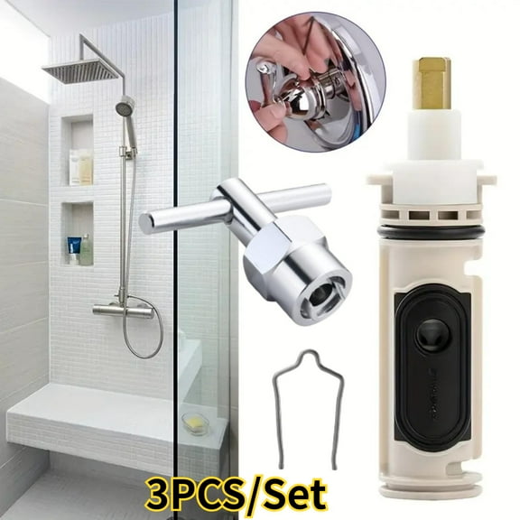 High-Quality 1222 Shower Valve Core Replacement, Durable Brass and Plastic Cartridge with Safety Clip, Compatible with Moen Posi-Temp Faucets and Bathtubs, Easy Installation Tool Included