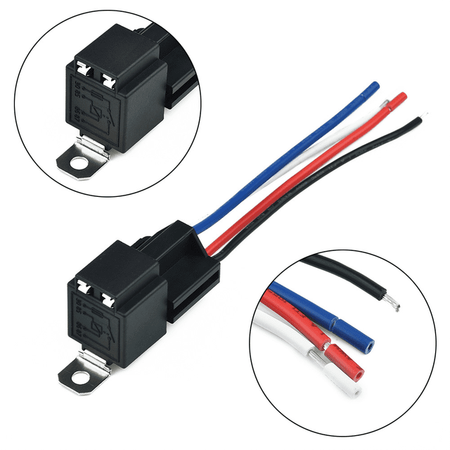 High Quality 12V Relay 4 pin with Socket Base/Wires/Fuse Included 30A ...