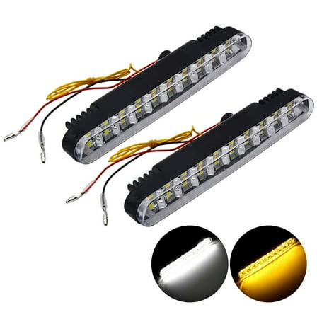 High Quality 2 PCS Car DRL with 30 LED Daytime Running Light, White and Amber,