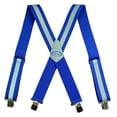 thumbnail image 1 of High Quality 2 inch Men's Blue Reflective Suspenders Partial Elastic X-Back Adjustable Brace, 1 of 5