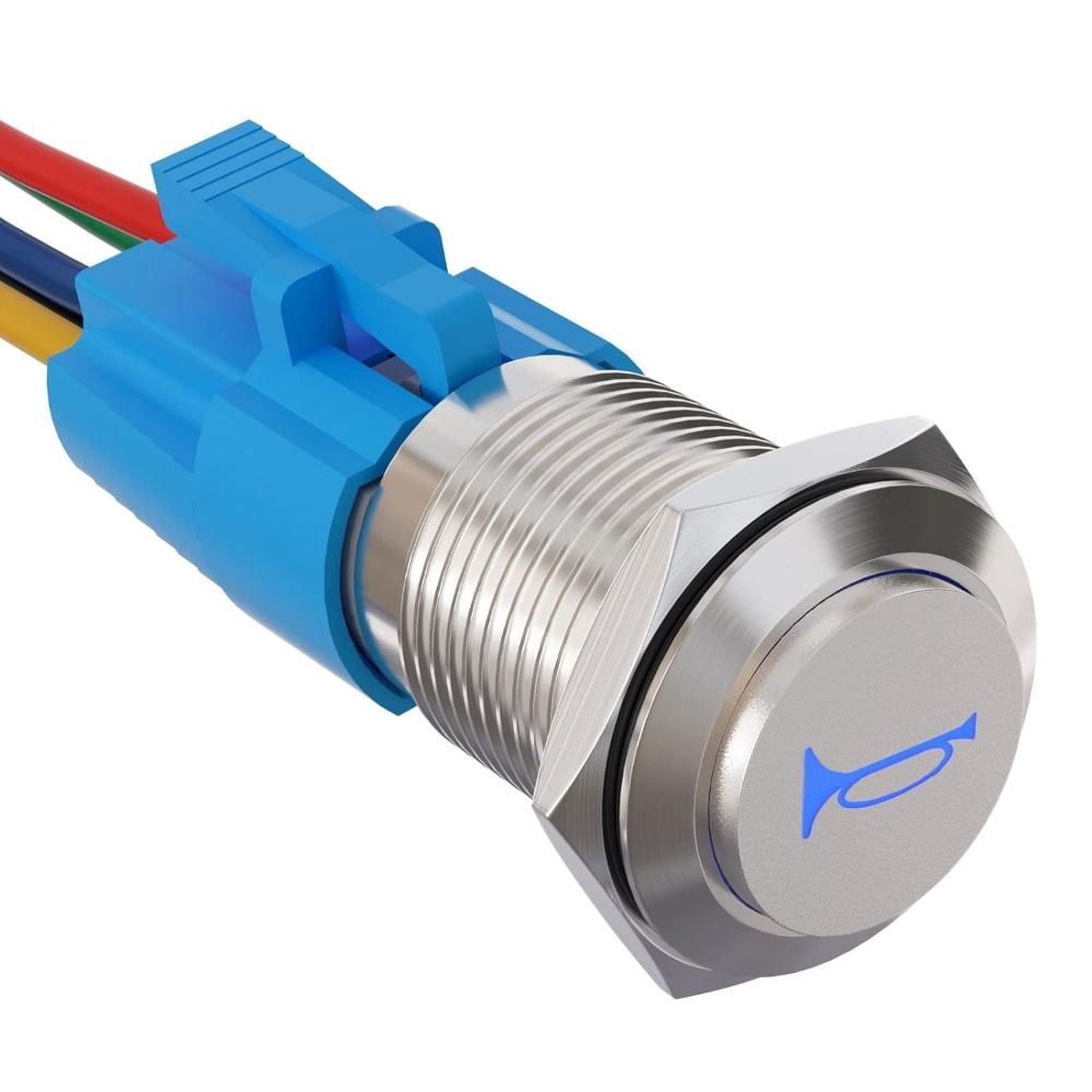 ZJWZJH 2-Pack Momentary Push Button Switch - 22mm, 110V-120V, SPDT, Waterproof IP67 Stainless Steel