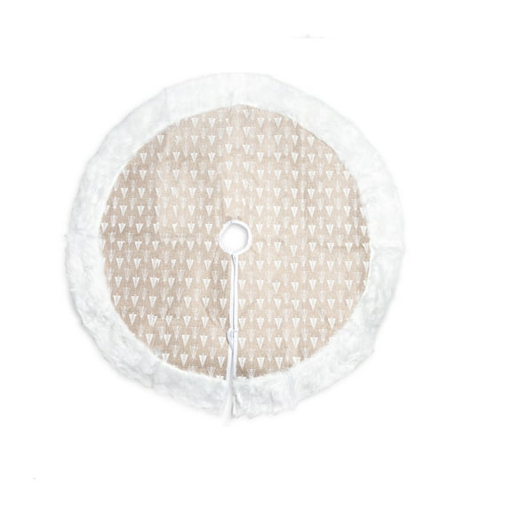 High-Quality 36" Burlap Christmas Tree Skirt with Plush Trim