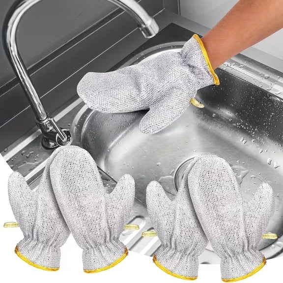 High-Quality 4-Pack Wire Scrubbing Gloves for Heavy-Duty Cleaning | Non-Slip Grip Kitchen & Bathroom Gloves | Durable PVC Lined for Ultimate Protection