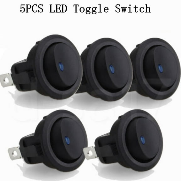 High Quality 5Pcs 12V Blue Led Round Rocker Toggle Switch For Car Van Boat Dash