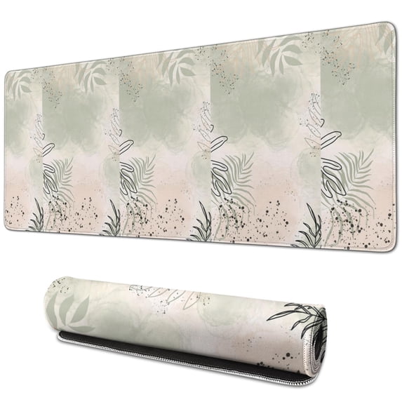 High-Quality Abstract Art Design Mouse Pad | Square, Waterproof, Non-Slip Rubber Base | Ideal for Office Laptops | Modern Boho Leaves Design | 31.5x11.8 inches