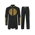 thumbnail image 1 of High Quality African Mens 2 Piece Set Long Sleeve Gold Embroidery Dashiki Shirt and Pants Outfit Traditional Suit WYN1913, 1 of 2