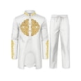 thumbnail image 1 of High Quality African Mens 2 Piece Set Long Sleeve Gold Embroidery Dashiki Shirt and Pants Outfit Traditional Suit WYN1913, 1 of 2