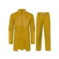 thumbnail image 1 of High Quality African Mens 2 Piece Set Long Sleeve Gold Embroidery Dashiki Shirt and Pants Outfit Traditional Suit WYN1913, 1 of 2