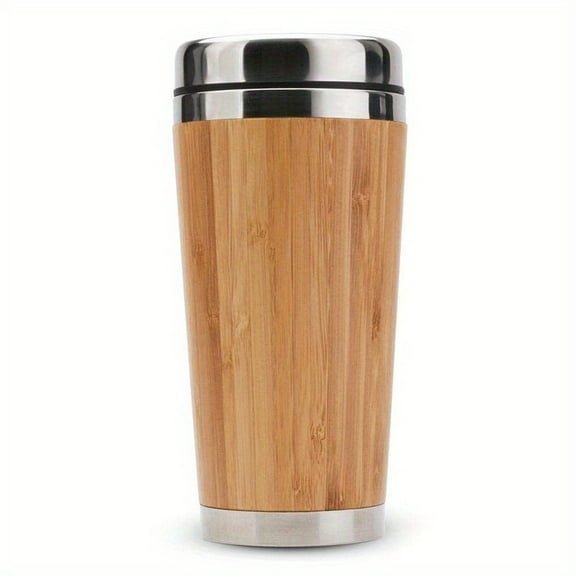High-Quality Bamboo & Stainless Steel Travel Mug with Leak-Proof Lid – Insulated Coffee Cup for Hot Beverages, Wooden Exterior, Food-Grade Stainless Steel Interior, Perfect Gift for Men & Women