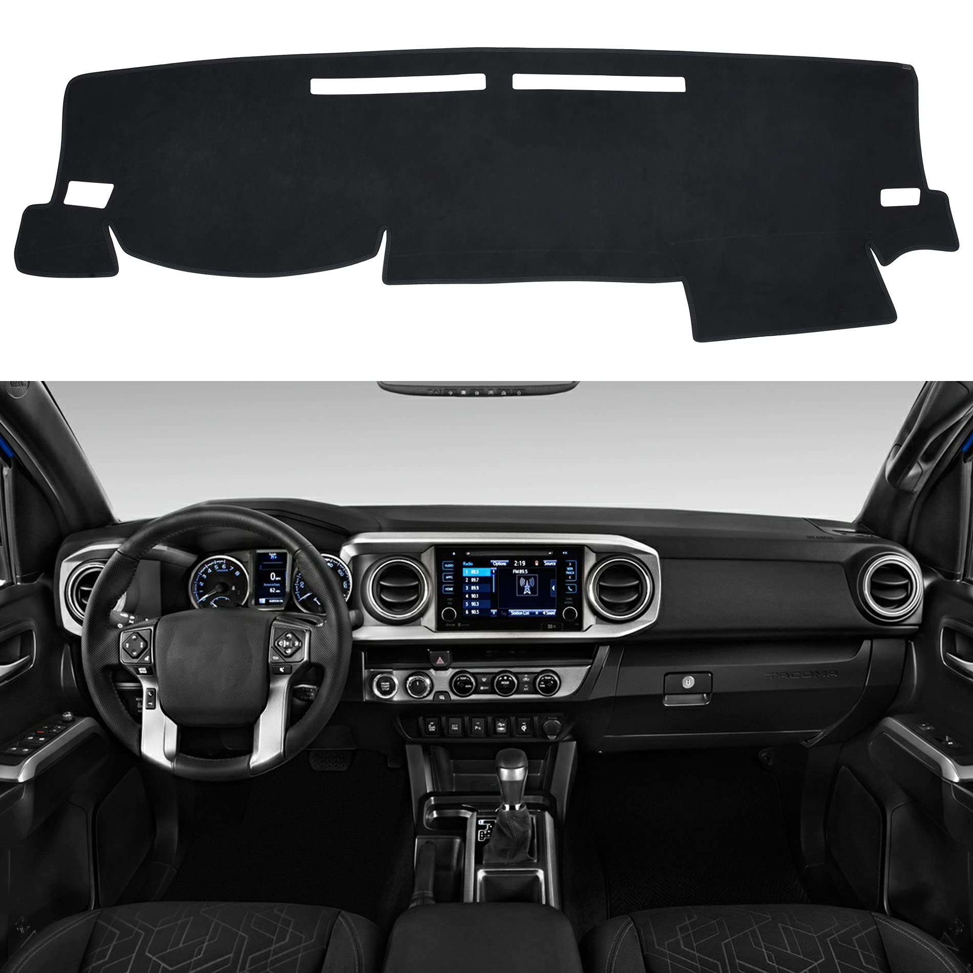 SPEEDWOW Dash Cover, Car Dashboard Cover Mat Carpet Fit for Toyota Tacoma 2016-2023, Scratch-Resistant Non-Slip Suede Dashboard Pad, Black