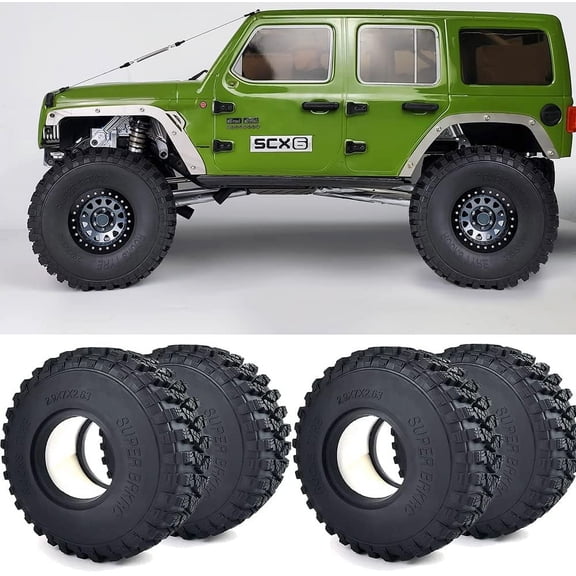 High-Quality Black Rubber&Rims 2.9" RC Crawler Tires Axial SCX6 - 4PCS