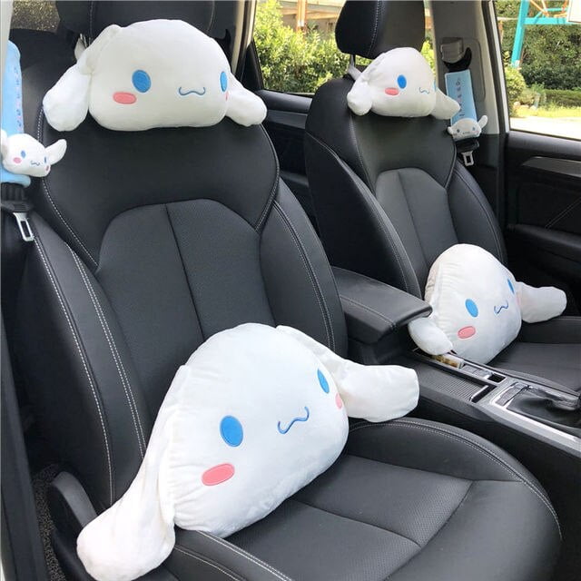 High Quality Cartoon Sanrio Plush Car Seat Cushion Cinnamoroll Kawaii Neck  Pillow Anime Seat Belt Cover Four Seasons Universal 