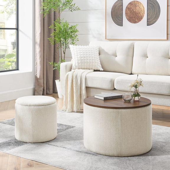 High-Quality Chenille Storage Footstool / Soft Seat and Sturdy Structure