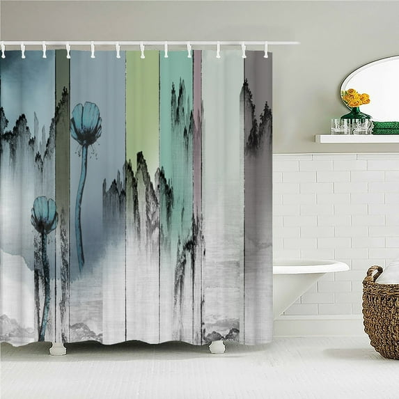 High Quality Chinese style Flower Bird Printed Fabric Shower Curtains Bath Screen Waterproof Products Bathroom Decor with