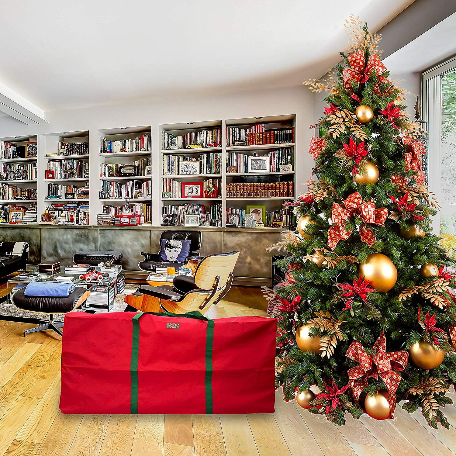 High Quality Christmas Tree Storage Bag Heavy Duty Large X'mas Holiday Decoration Storage Bags Fit 6ft Artificial Trees Durable Polyester 48 inch L Red