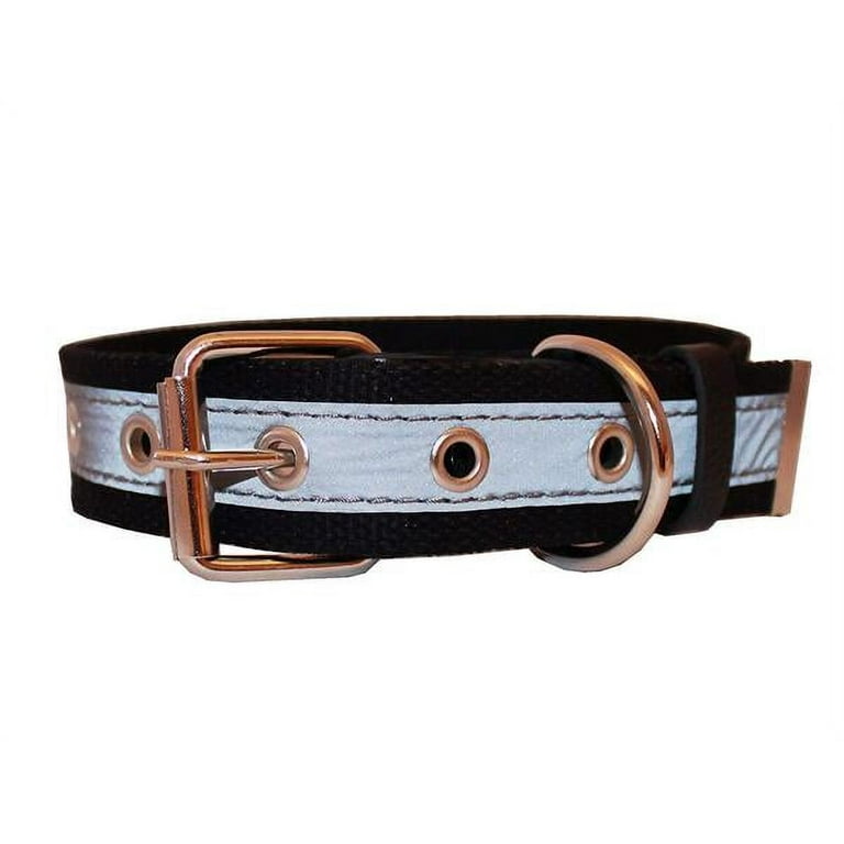 Leather reflective dog collar sales