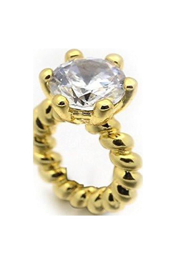 High Quality Cz Clear Stone Diamond Gold Tone Ring/engagment Ring Charm Bead