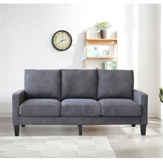 High - Quality Dark Grey Fabric Sofa / Durable Frame and Soft Seating for Living Room