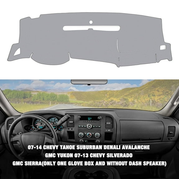 SPEEDWOW Dash Cover, Car Dashboard Cover Mat Carpet Fit for 2007 - 2013 GMC Sierra (SL/SLE/Truck) & Chevy Silverado (LS/LT/Truck) Both with Two Glove Boxes, Gray