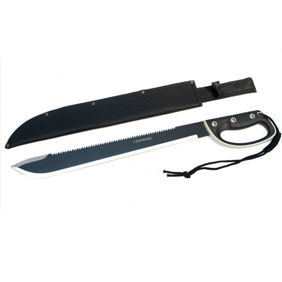 High Quality Defender 25' Black Machete Sword Hard Plastic Handle with Black Sheath