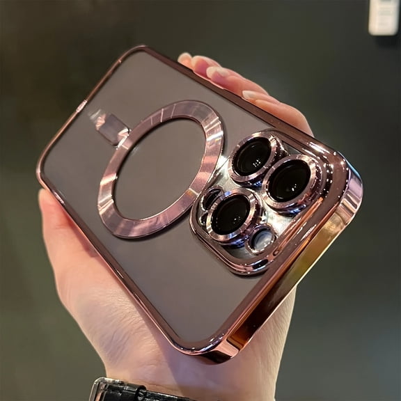 High-Quality Electroplated Magnetic Absorption iPhone Case with Compatibility, Wireless Charging, Shockproof Protection for iPhone - Includes Lens Film Protector