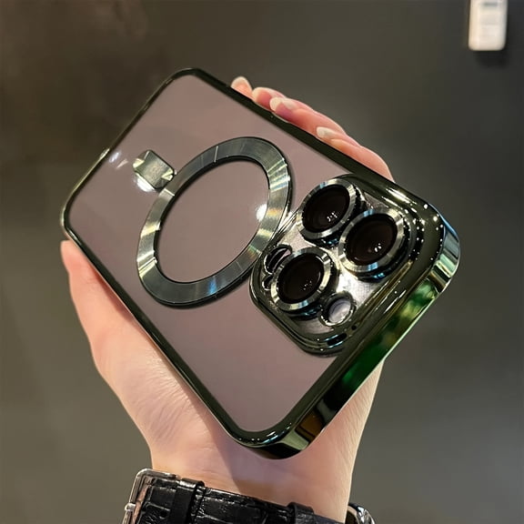 High-Quality Electroplated Magnetic Absorption iPhone Case with Compatibility, Wireless Charging, Shockproof Protection for iPhone - Includes Lens Film Protector