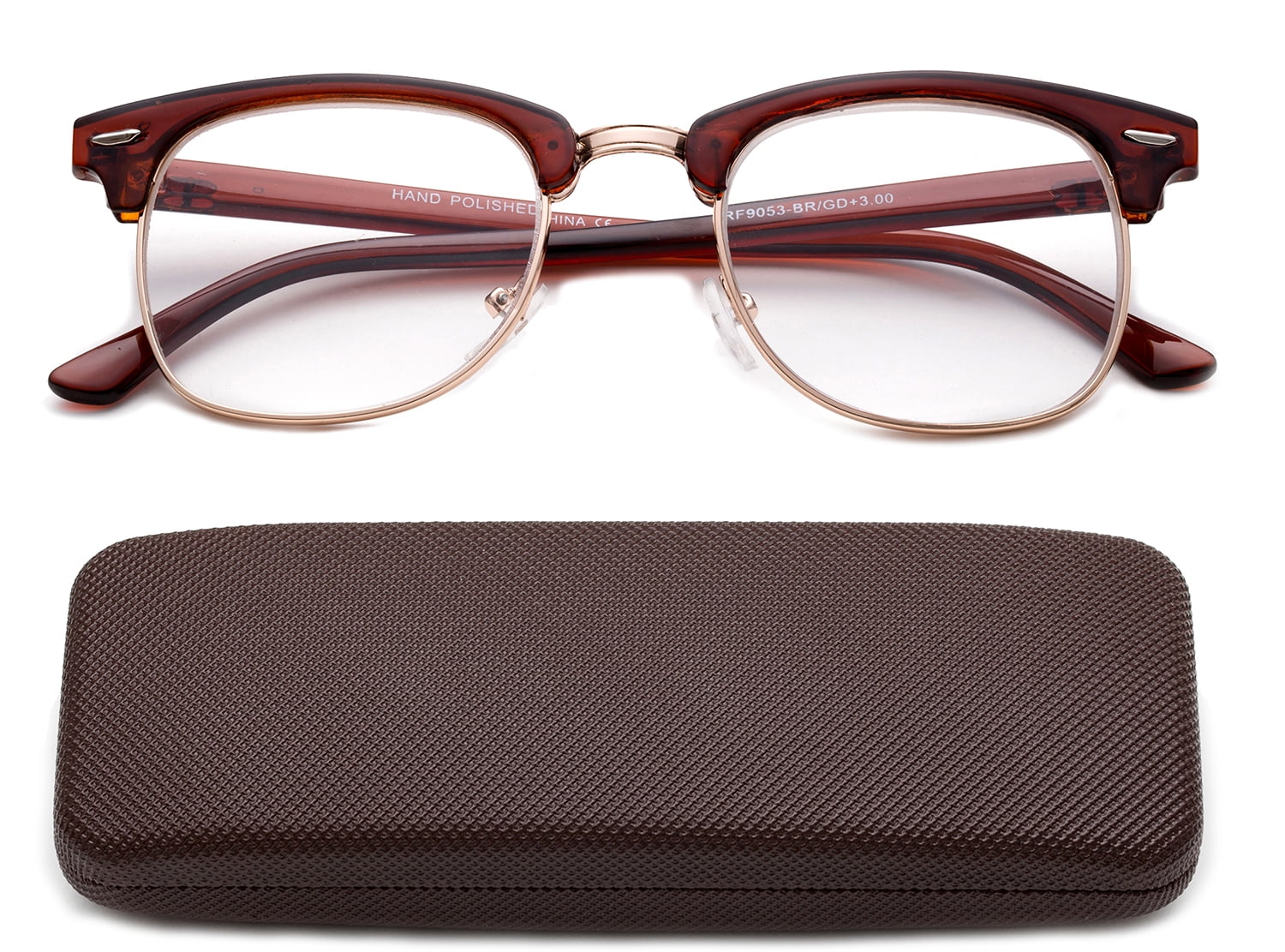 Half frame horn rimmed glasses sale