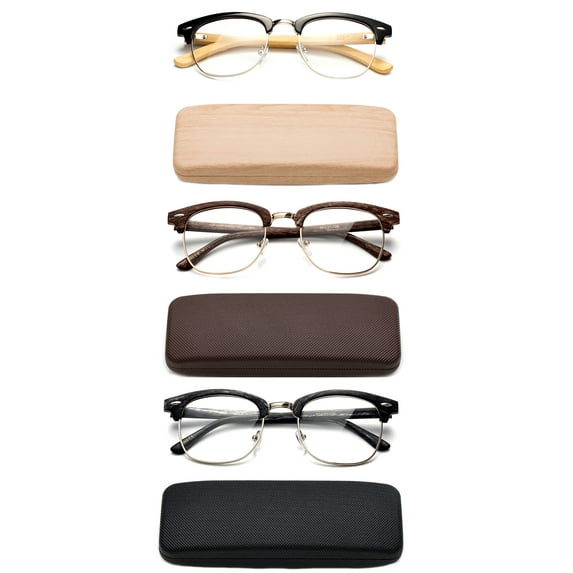 High Quality Fashion Reading Glasses for Men Retro Vintage Reading Glasses Horn Rimmed Half Frame Reading Glasses with Case