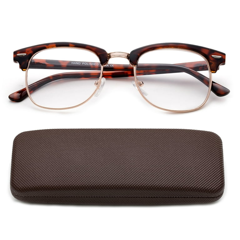 High Quality Fashion Reading Glasses for Men Retro Vintage Reading Glasses Horn Rimmed Half Frame Reading Glasses with Case Walmart