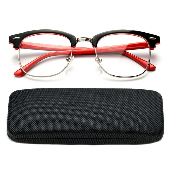 High Quality Fashion Reading Glasses for Men Retro Vintage Reading Glasses Horn Rimmed Half Frame Reading Glasses with Case