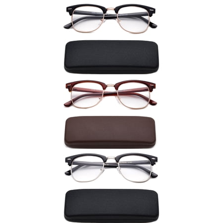 High Quality Fashion Reading Glasses for Men Retro Vintage Reading Glasses Horn Rimmed Half Frame Reading Glasses with Case