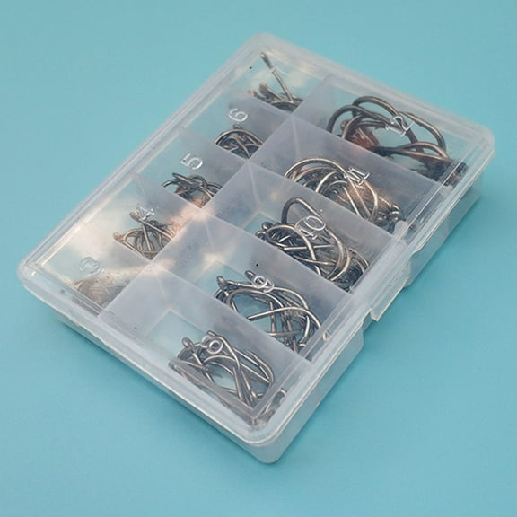 High Quality Fishing Hooks Set 100Pcs in 10 Different Sizes Barbed and Durable