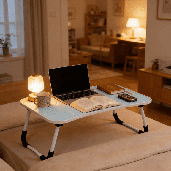 High-Quality Foldable Laptop Table, Portable Lap Desk with Cup Holder & Tablet Slot, Versatile Bed Table for Work, Study, Breakfast, Sofa/Bed/Floor/Outdoor Use, Spacious & StableBlue