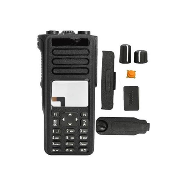 High-Quality Front Outer Case for Motorola XPR7550e Radio - Durable Black Housing with Full Keyboard & Screen Guard