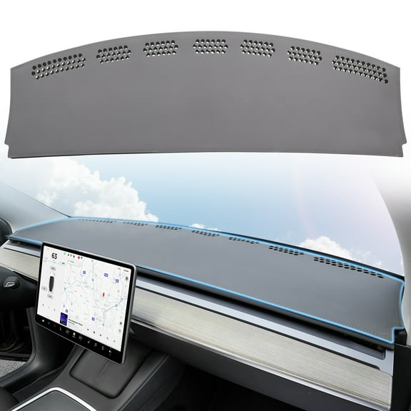 High Quality Full Cover PU Dashboard Cover Precise Fit for 2017 - 2023 Tesla Model 3 & Model Y (Grey)