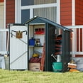 thumbnail image 1 of High-Quality Galvanized Iron Sheet Garden Shed - Small Compact Metal Shed with Waterproof Design, Solid Lock & Reasonable Internal Space, Easy to Assemble & Move,Dark Gray ​, 1 of 27