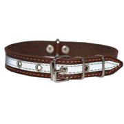 High Quality Genuine Leather Reflective Dog Collar 16" Long 3/4" Wide Brown Fits 11"-14" Neck