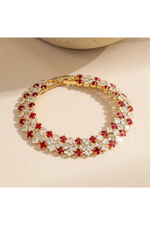 High Quality Geometric Golden Letter Cuff Bracelet with Shiny CZ Crystal Women Fashion Accessories