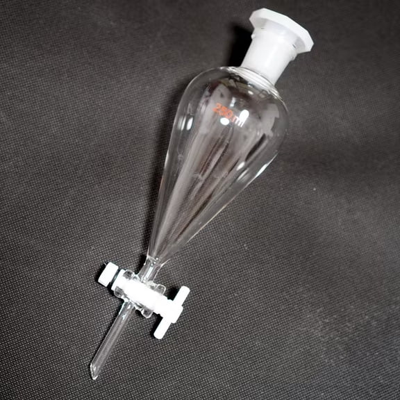 High-Quality Glass Separatory Funnel with Precision Teflon Stopcock for Laboratory Use