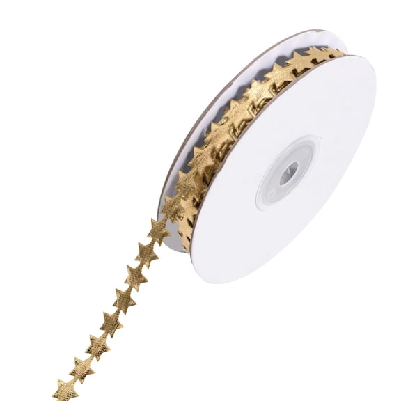 High-Quality Glitter Star Ribbon, Oimcto Ightly Coated Polyester Resists Shedding Even with Friction, Long-Lasting Durability, Easy Cut-To-Length for Any Project, Gold