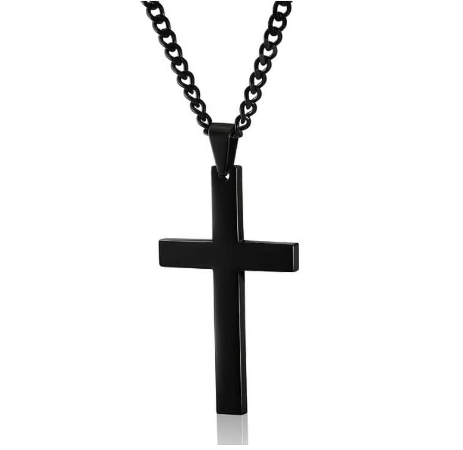 High Quality Glossy Simple Christian Cross Pendant Necklace Men‘s Catholic Faith Lucky Jewelry