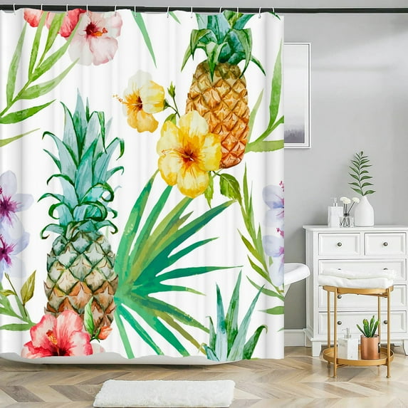 High Quality Gre Plant leaves Fabric Shower Curtain Waterproof a leaf Bath Curta